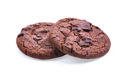 Foto auf Leinwand dark chocolate soft cookies isolated on white background © sommai