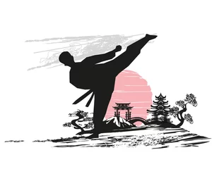 Abwaschbare Fototapete Kampfkunst Creative abstract illustration of karate fighter
