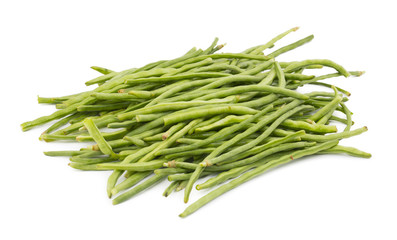 Heap of Green Beans Also Called Snap Beans or String Beans isolated on White Background