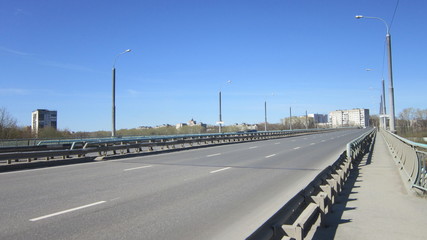 Fototapeta na wymiar PERM ROAD BRIDGE FROM THE STREET CHKALOVA STREET STAKHANOV