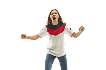 Obraz premium egyptian fan celebrating on white background