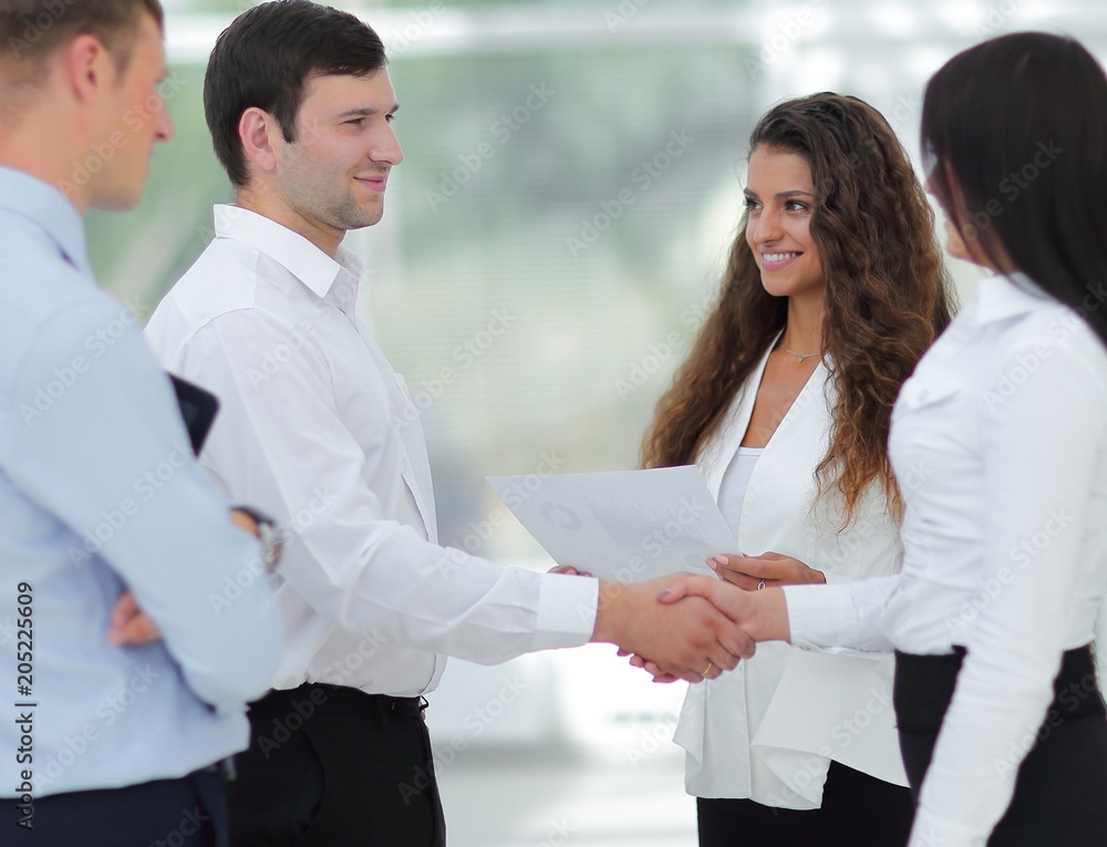 Wall mural handshake business women and business partner