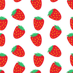 RED RIPED STRAWBERRY SEASON FRUIT TEXTURE. ABSTRACT SEAMLESS VECTOR PATTERN. HAND DRAW ART.