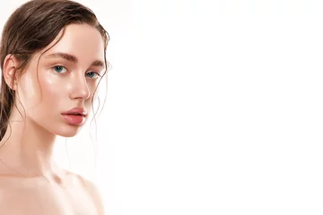 Beautiful woman portrait with fresh wet skin.