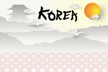 Paper art of  Welcome to South Korea's travel and landmark ,Beautiful of Korea background.vector illustration