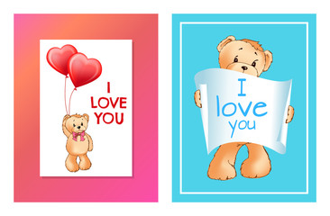 I Love You and Me Teddy Bears Vector