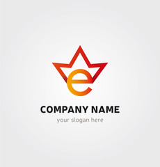 Fototapeta premium Logo Lettre e Icone Marque - Couronne Simple Epuré en rouge