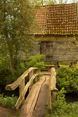 Ancient Cabin with Wooden Bridge