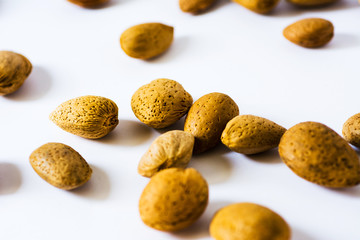 Fresh almonds in shell close up