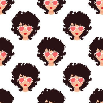 Girl with sunglasses pattern