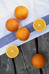 oranges on a wooden table