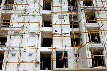bamboo scaffolding for under construction building