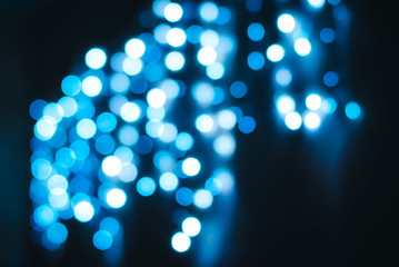 Bright bokeh of blue lights