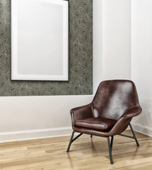 Modern bright interiors apartment 3D rendering illustration