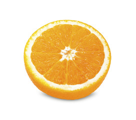 Sliced orange fruit segments isolated on white background