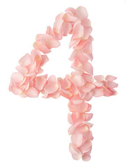 Number 4 Made of Flowers. Number Monogram