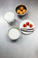 Ingredients for cooking cream brulee