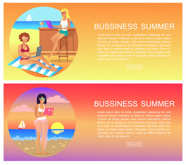 Business Summer Pages Set Vector Illustration