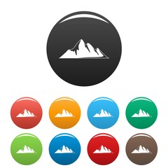 Mountain adventure icon. Simple illustration of mountain adventure vector icons set color isolated on white