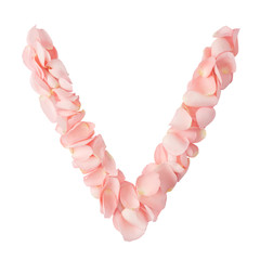 Obraz premium Letter V of pink flowers