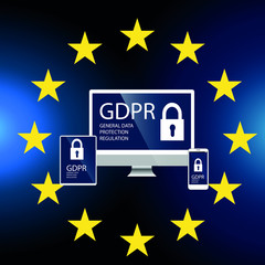 General Data Protection Regulation, GDPR, Smartphone and technology, vector