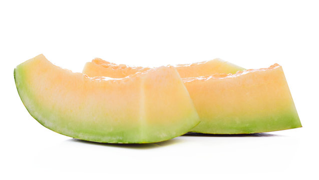Melon slices Isolated on White Background.