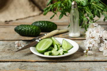 cucumber salad - fresh vegetables (meal outdoors) - cuisine.  Food background