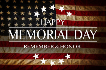 American flag with the text Memorial day.