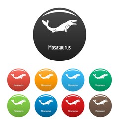 Mosasaurus icon. Simple illustration of mosasaurus vector icons set color isolated on white