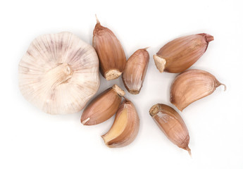 fresh organic garlic isolated on white background