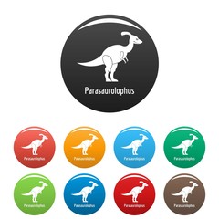 Parasaurolophus icon. Simple illustration of parasaurolophus vector icons set color isolated on white