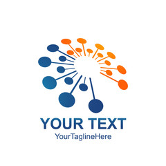 Abstract vector circle logotype. Orange unusual isolated chemistry logo. Virus icon. Orange sunny sun.