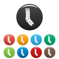 Sock with star icon. Simple illustration of sock with star vector icons set color isolated on white