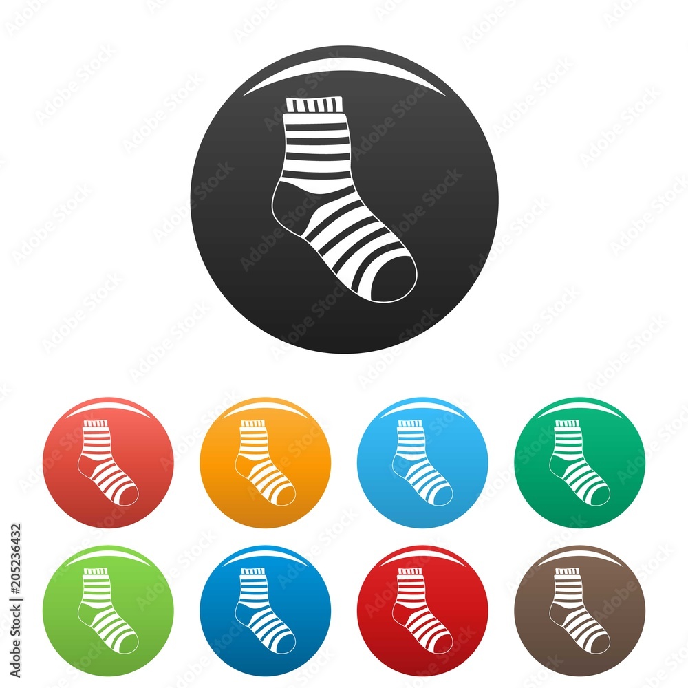 Poster fuzzy sock icon. simple illustration of fuzzy sock vector icons set color isolated on white