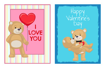 I Love You and Me Teddy Bears Vector