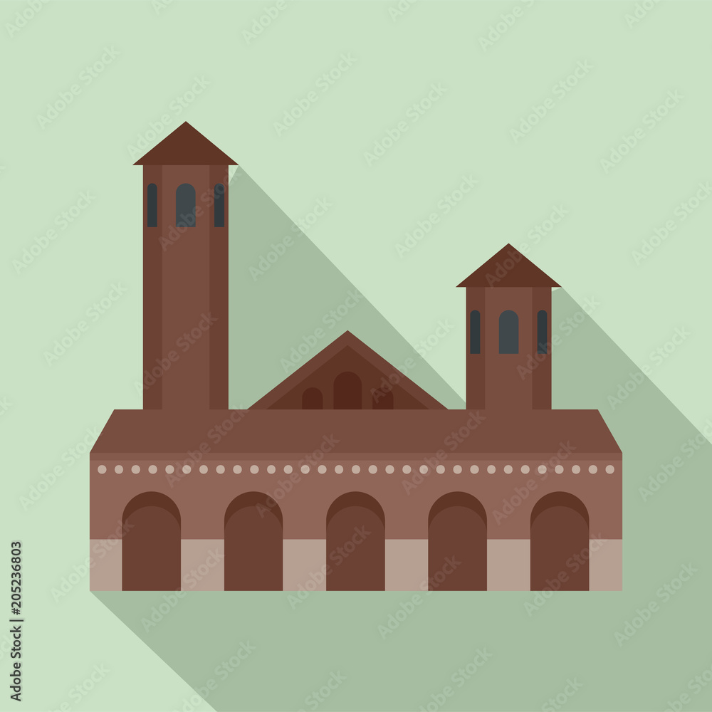 Poster old building icon. flat illustration of old building vector icon for web design