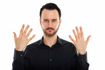 Fototapeta premium Young handsome bearded businessman