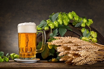 Still life with Hops,  Beer and Barley.