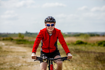 Young man biking