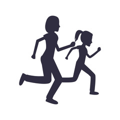 Mother and Daughter Run Jogging Together Vector
