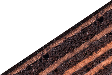 Texture of many layers chocolate cake. 