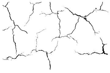 Ground cracks isolated on white background. Fracture surface vec