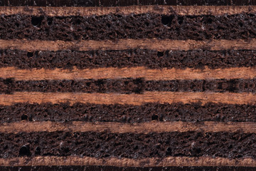 Texture of many layers chocolate cake.  © flowertiare