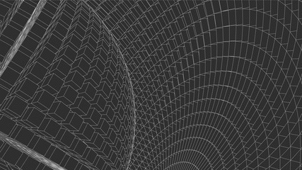 Abstract 3d Illuminated distorted Mesh Sphere . Neon Sign . Futuristic Technology HUD Element . Elegant Destroyed . Big data visualization .