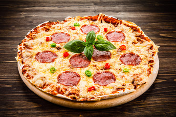 Pizza pepperoni with salami 