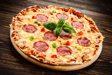 Pizza pepperoni with salami 