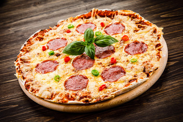 Pizza pepperoni with salami 