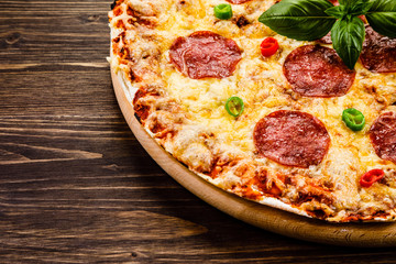 Pizza pepperoni with salami 