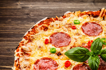 Pizza pepperoni with salami 