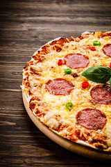 Pizza pepperoni with salami 